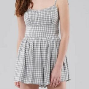 Hollister Gray Plaid Romper